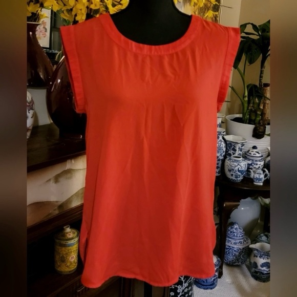 J Crew shell cap sleeve blouse/top burnt orange size 2 xsmall/small EUC - Picture 1 of 4